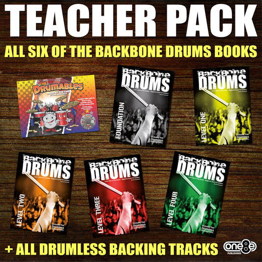 Backbone Drums Teacher Pack - Six books plus access to download all drumless backing tracks
