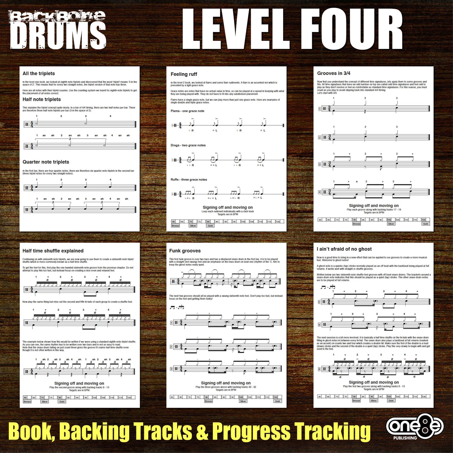 BACKBONE DRUMS LEVEL 4 BOOK: Learn How to Play Drums for Beginners